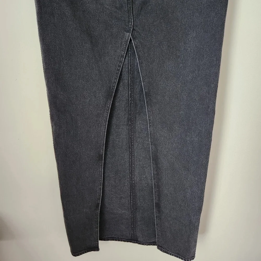 GRLFRND | The Amara Black Denim Pencil Skirt with Back Slit - Size 24/XS